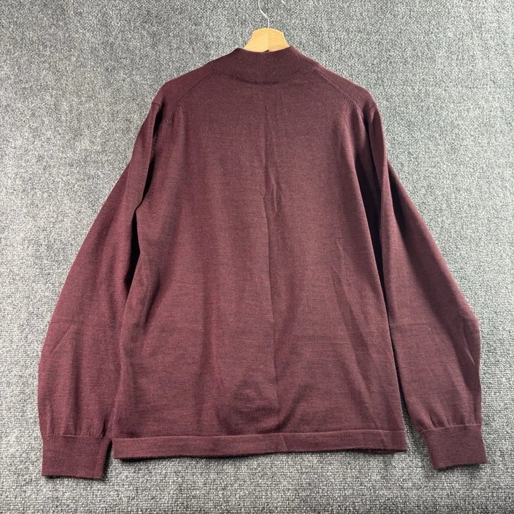 Joseph Abboud Merino Wool Blend Quarter Zip Sweater XL Red Pullover